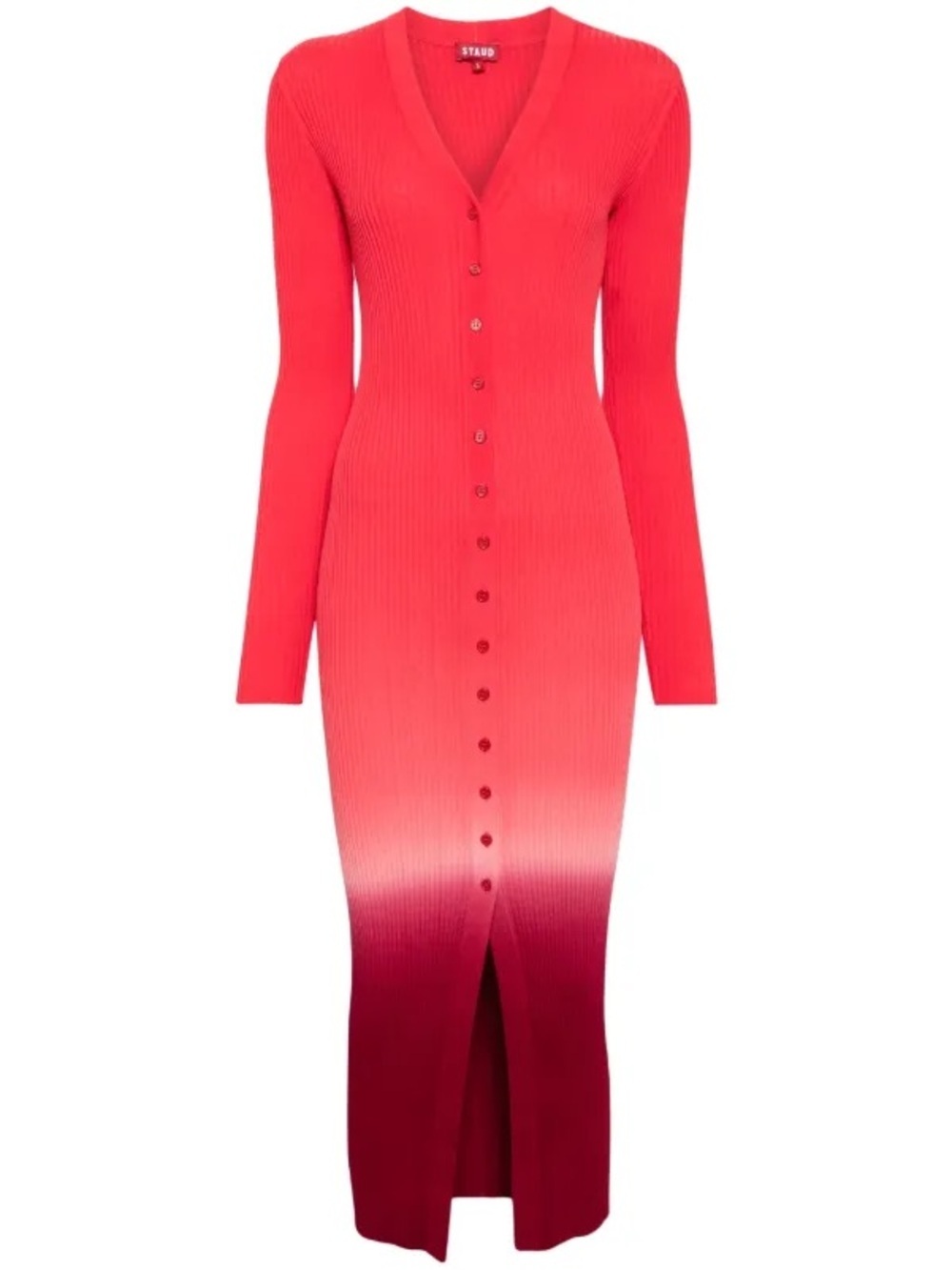 STAUD Shoko Sweater Dress Ombre Ribbed Button-Front NWOT - Picture 3 of 7